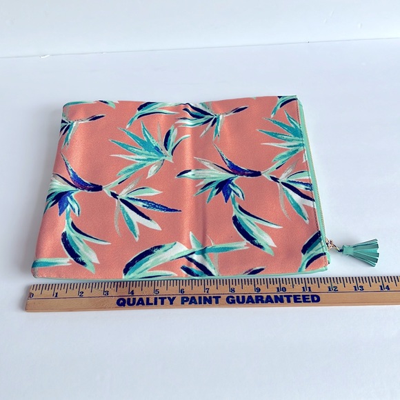 Rachel Pally Clutch Reversible Birds of Paradise Print Peach Mint Green - Picture 5 of 11